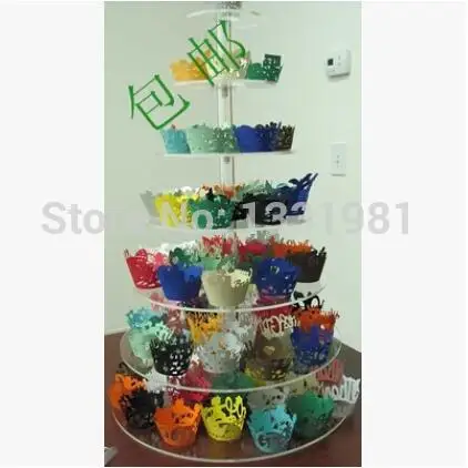 

Hot shopping 7 layer Each interval 15cm glass display rack fine crystal round acrylic cake wedding party supplies