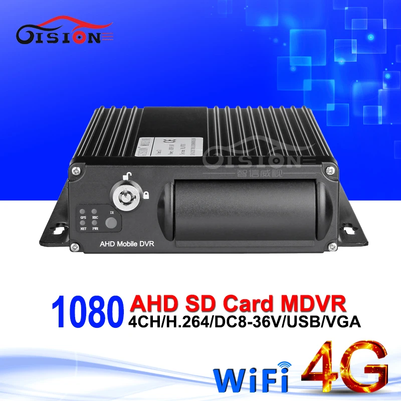 Онлайн 4G LTE GPS Wifi Двойная sd карта 4CH Мобильный Dvr 1080 AHD автомобиль Mdvr Andriod/Iphone/PC Live Watch