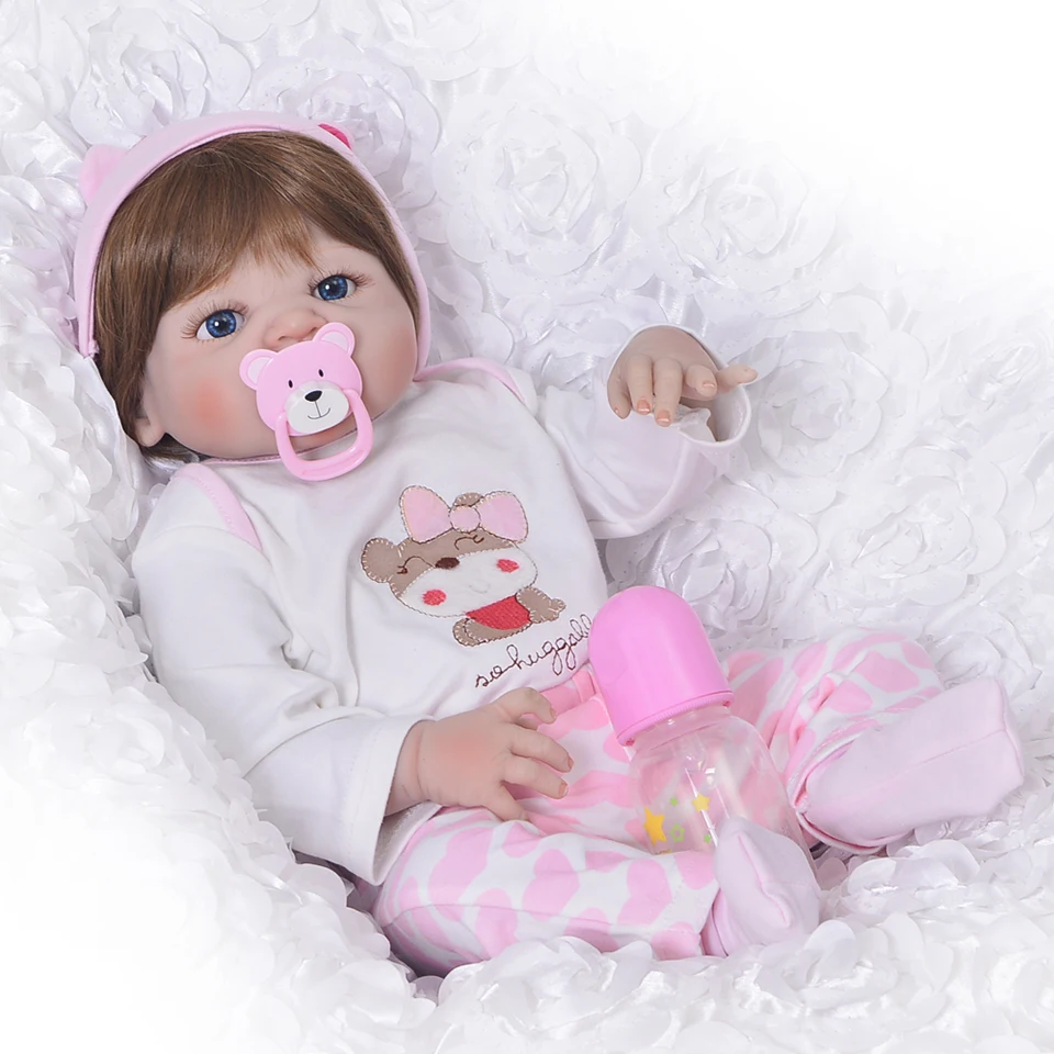 

Lifelike Silicone Reborn Baby Menina Alive 23'' Newborn Baby Dolls Full Vinyl body Wear bebe Infant REBORN Truly Kids Playmates