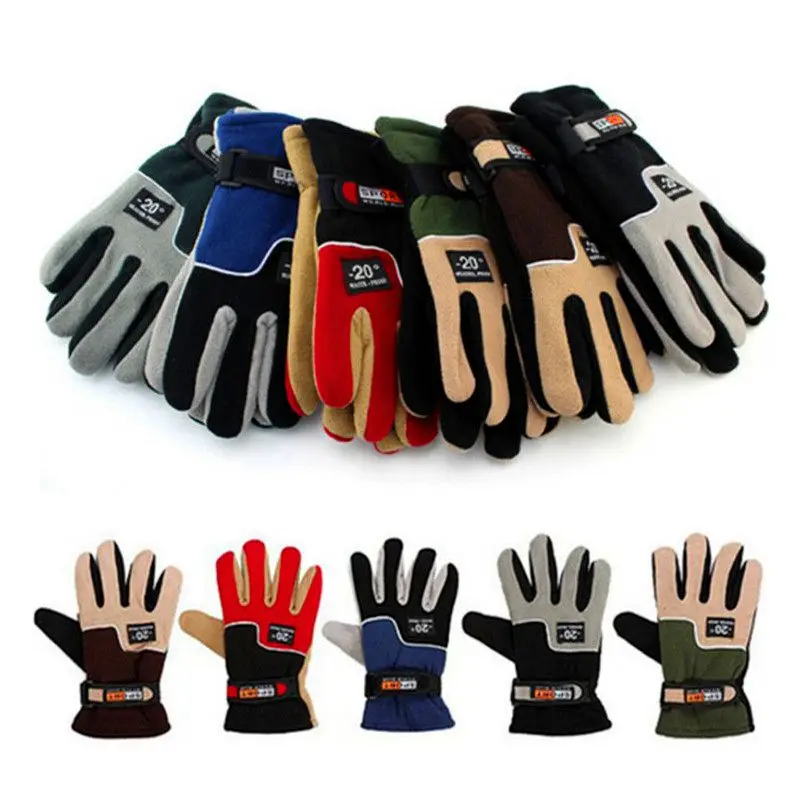 

Winter Windproof Fleece Keep Warm Bike Bicycle Gloves Ultra-thick Silica Gel Anti-slip Anti-shock Cycling Riding Gloves