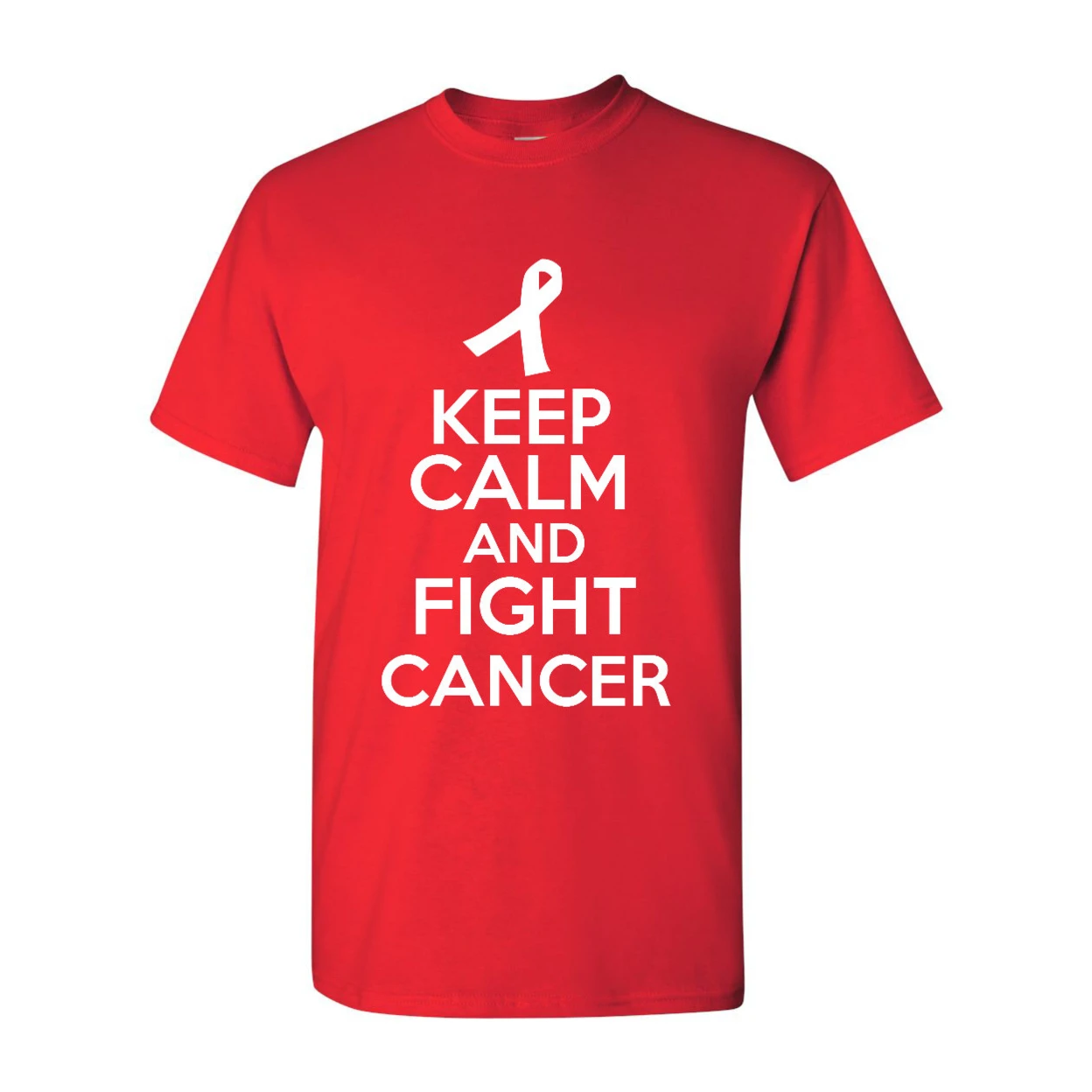 Keep Calm And Fight Cancer Disease Novelty Statement Graphics Adult T-Shirt Tee