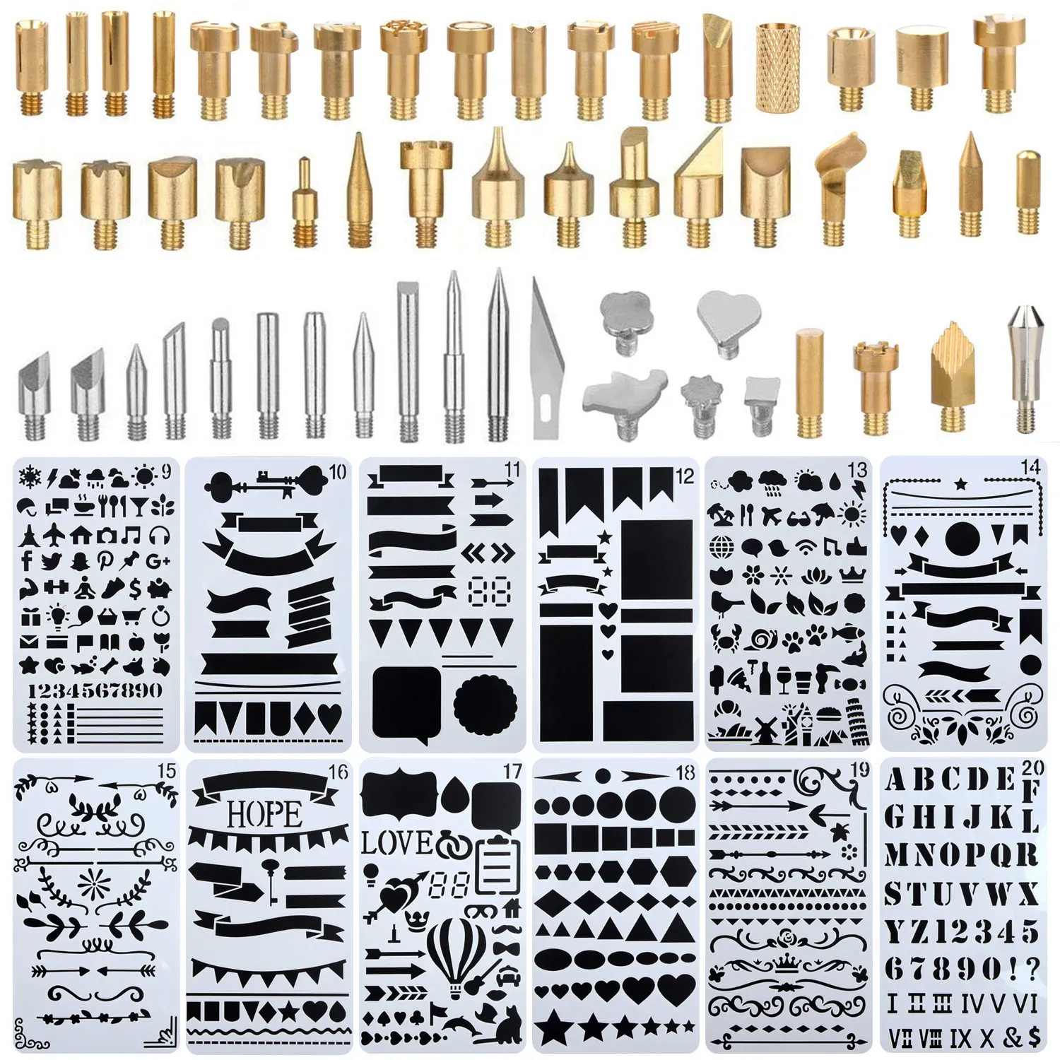 53 шт./компл. гравировка головки паяльник Комплект Регулируемая резьба инструмент газовой горелки пайки сварки и 12 шт. шаблон чертежа «сделай сам» комплект