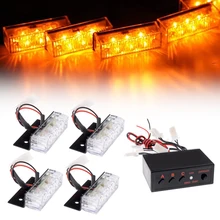 Rejilla LED 4×3 para coche, luz estroboscópica para camión, flash de advertencia, rejilla de emergencia para parachoques delantero, barra de luz de conducción, bombero de policía