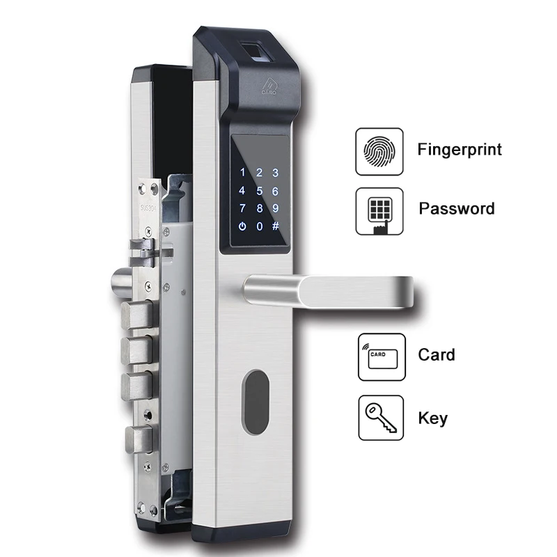 

Smart Door Lock Fingerprint / Digital Password / Key / IC Card 4 in 1 Electronic Intelligent Locks for Home Office Apartment