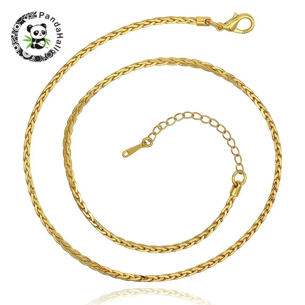 

18K Gold Plated Environmental Brass Wheat Chains for Necklace Making, 20"; 2.5mm