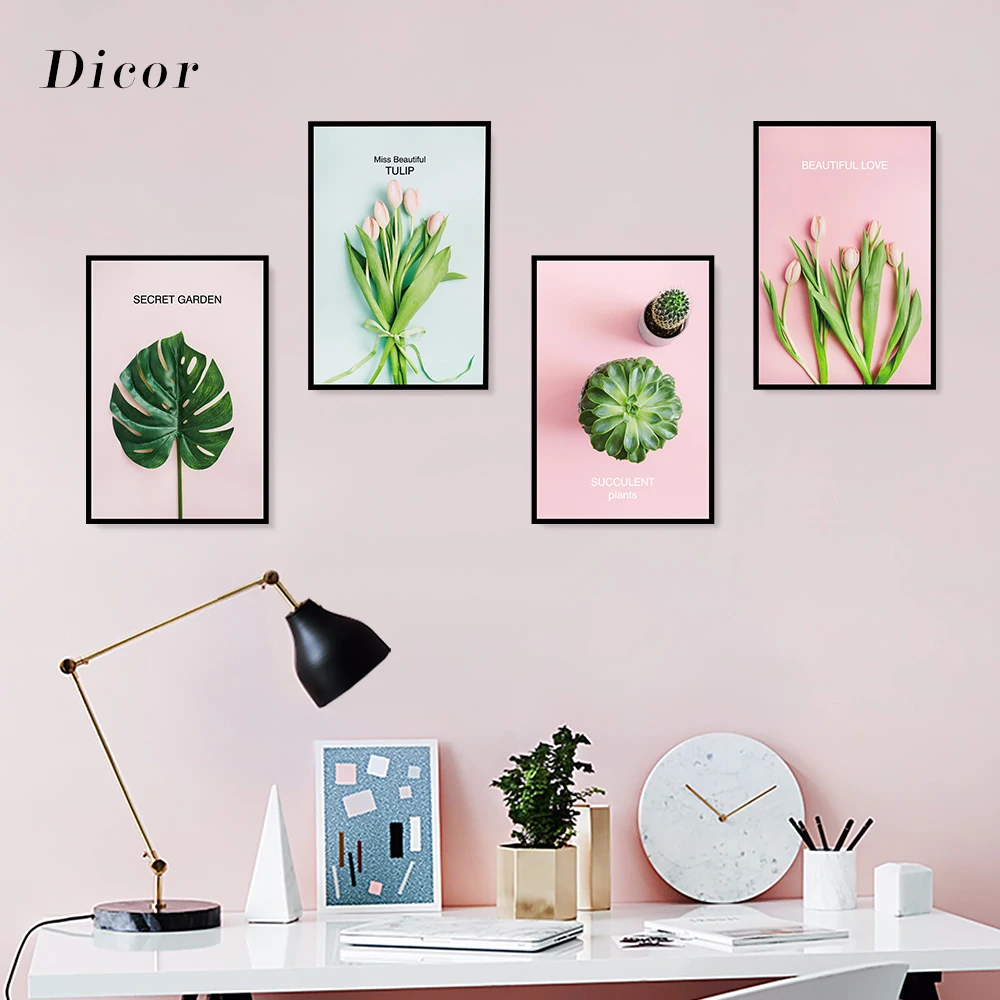

Simulation Decorative Paintings Ins Style Wall Sticker Flower Plants Green Garden Tulip Didier's Tulip For Home Decor QT1244KJ