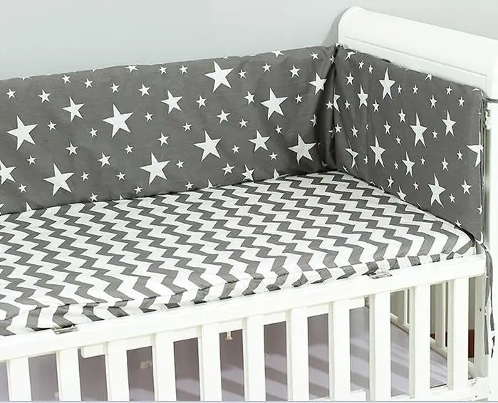Cama do Bebê Amortecedor de Algodão em Forma de u Decoração do Quarto Berço Engrossar Almofada Bebê Ferroviário Capa Protector Conjunto Linha Almofadas Recém-nascidos 3 Amortecedores