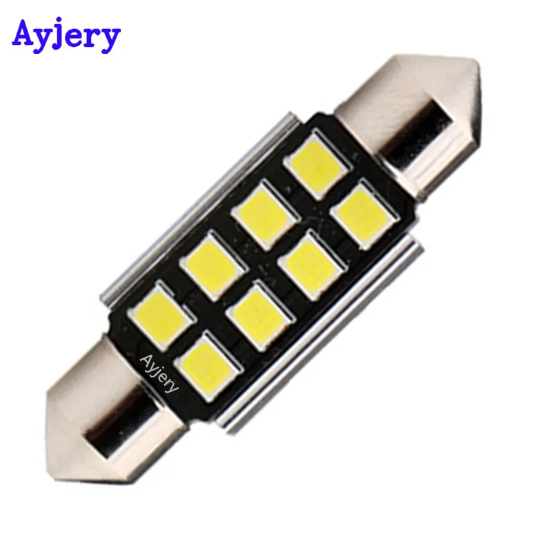 Ayjery! 300 шт. белый Canbus 2835 8 SMD C5W 31 мм 36 мм/39 мм/41 мм никаких ошибок выявлено не было индикатор иллюминационных гирлянд Купол Лицензия плиты светодиодные лампы 12 V
