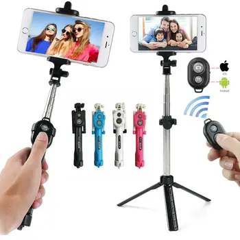 

SPEKTATA Bluetooth Extendable Monopod Tripod Selfie Stick Remote Extendable Monopod for iPhone 7 8 X Samsung Android IOS