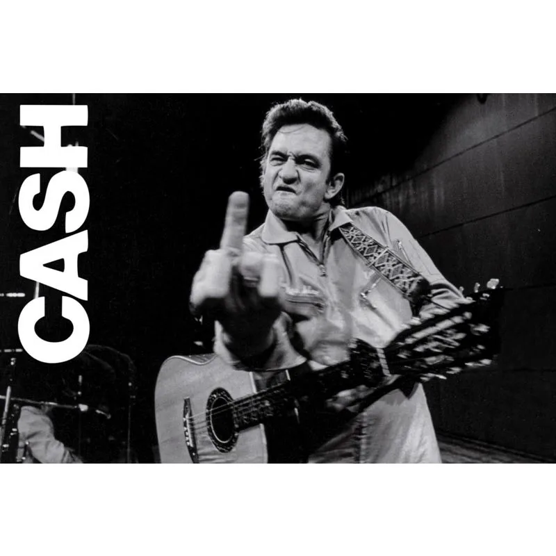 

Custom Johnny Cash (Middle Finger 2 ) canvas Poster home Decoration cloth fabric wall poster print Silk Fabric Print 27X40 cm