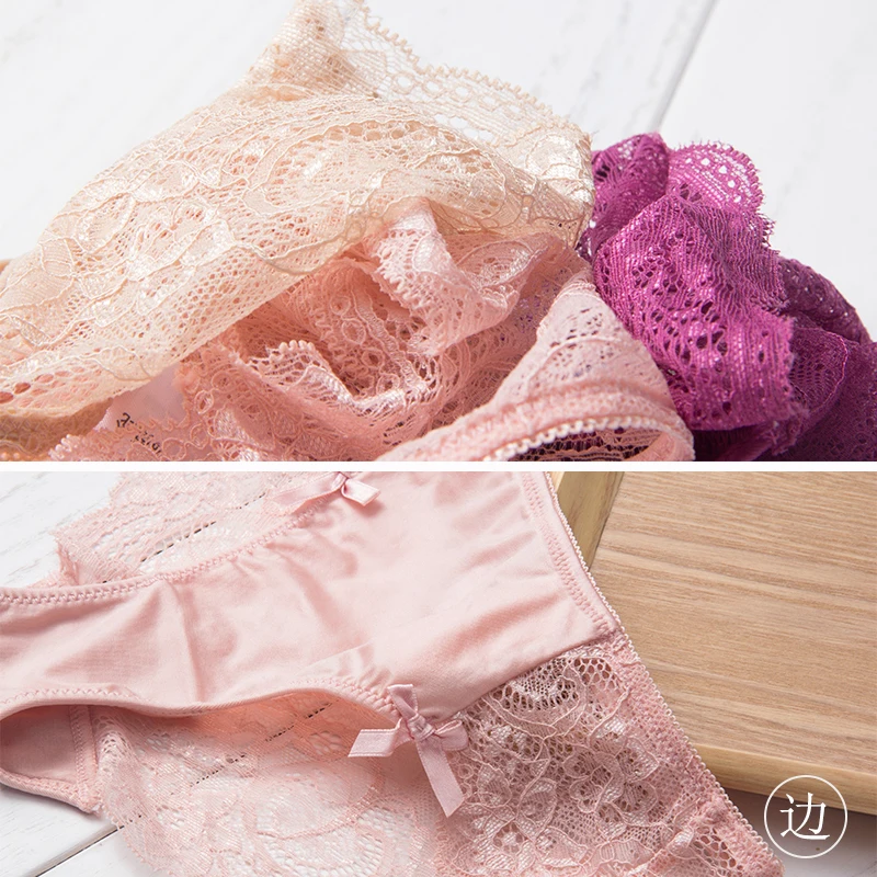 Sexy Lace Panties Women Transparent Seamless Briefs Cotton Crotch Ice Silk Panties Lady 4pcs/lot DULASI Brand Women Underwear