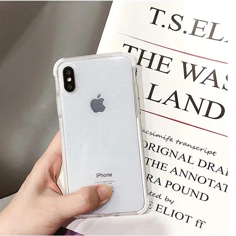 Slim Glitter Bling Powder Transparent Soft TPU Case Cover on sfor iPhone X 7 6 5s 8 Plus XR XS MAX SE 6s Shiny Phone Capa Coque  (1)