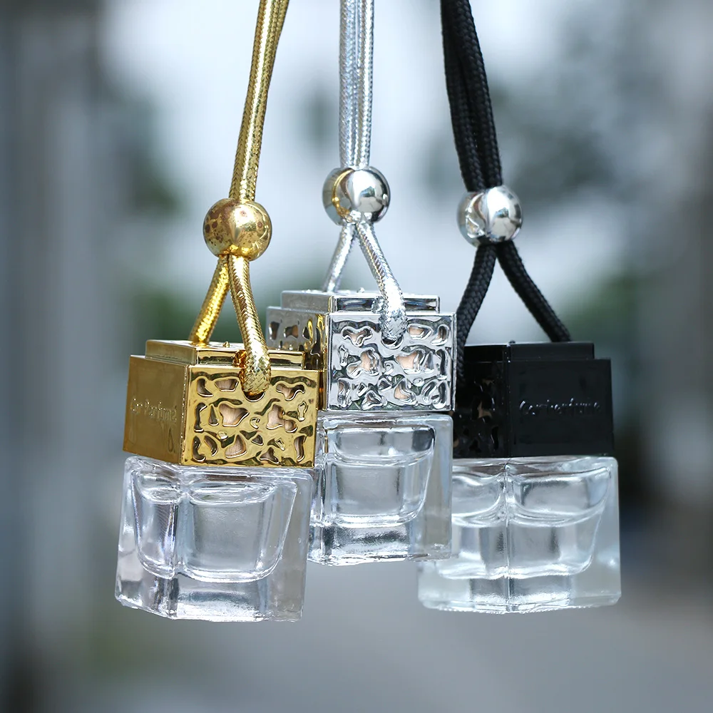 

Empty Glass Bottle For Essential Oils Diffuser Rearview Mirror Ornament Car Hanging Perfume Fragrance Air Freshener Car-styling