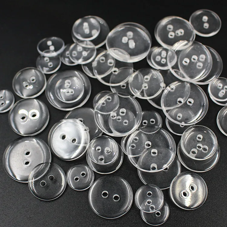 50 шт. пластиковые пуговицы из смолы для шитья скрапбукинга, круглые прозрачные аксессуары с двумя отверстиями