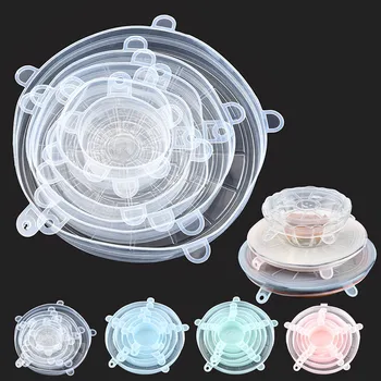 

6pcs Stretch Lids Portable Food Wrap Bowl Pot Cover Silicone Cooking Tools Universal Reusable Kitchen Accessories