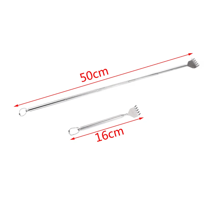 Телескопическая чесалка для спины из нержавеющей стали, инструмент для массажа царапин, портативная ручка с регулируемым размером, 1 шт