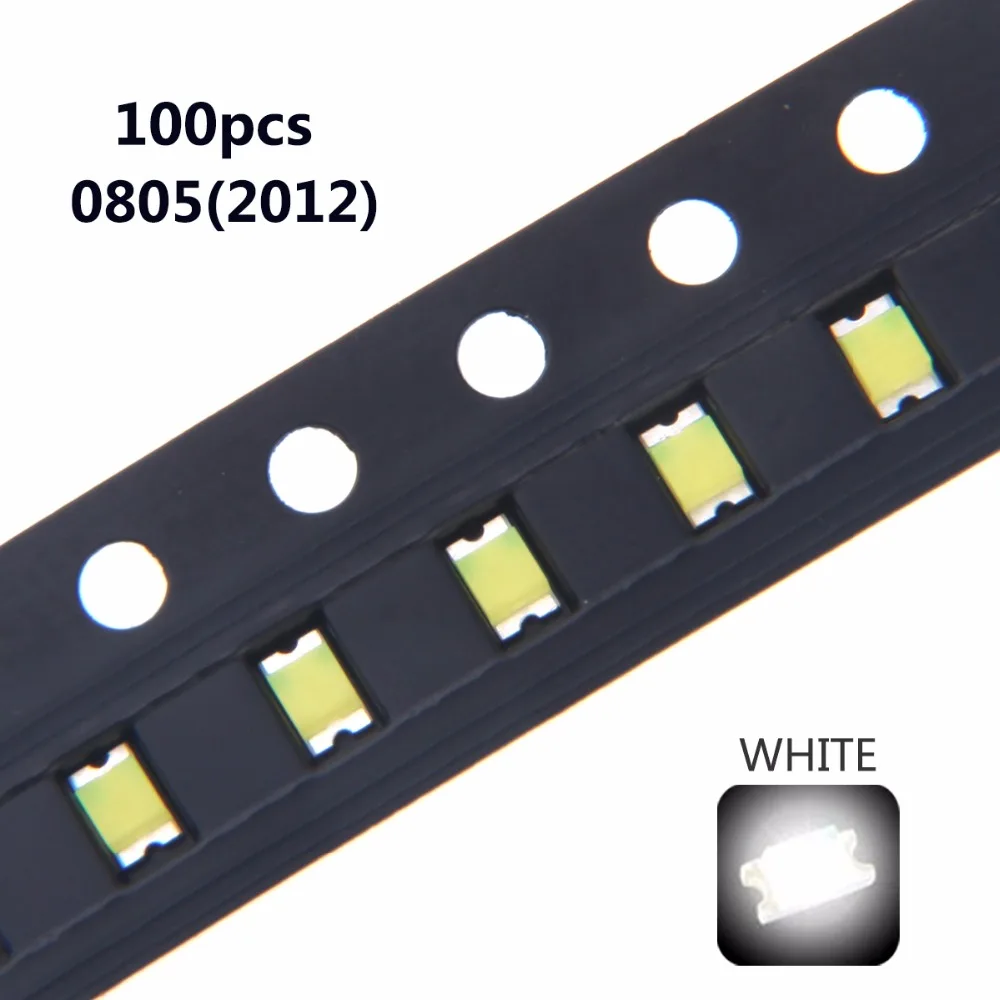 100 шт. 0805(2012) SMD белый светодиодный поверхностный монтаж SMT бисер ультра яркий светильник светодиод светодиодный светильник компоненты электроники