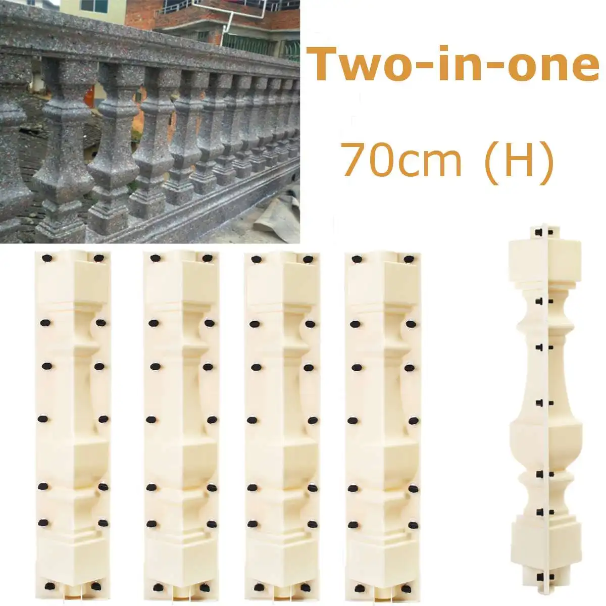 

2pcs 70cm Garden Fence Mold Roman Column Mold Concrete Cement Railing Plaster Mould Paving Molds Balcony Pool DIY Building