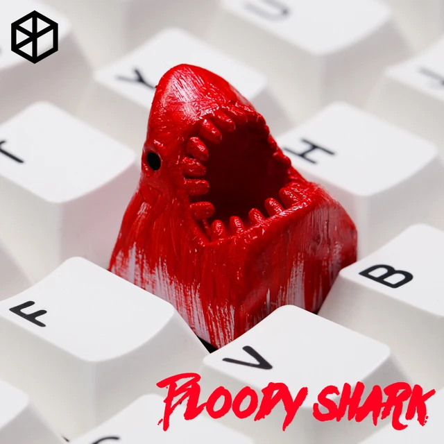 Novelty Shine Through Keycaps 3d Printed Pla Bloody Big Shark Custom Mechanical Keyboards Cherry Mx Compatible Keyboards - AliExpress