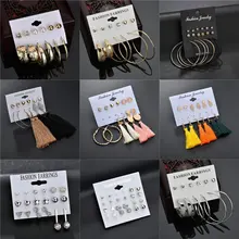 Modyle 5 пар/компл. модные серьги Золотой цвет геометрический длинные серьги с ниспадающими кисточками для Для женщин