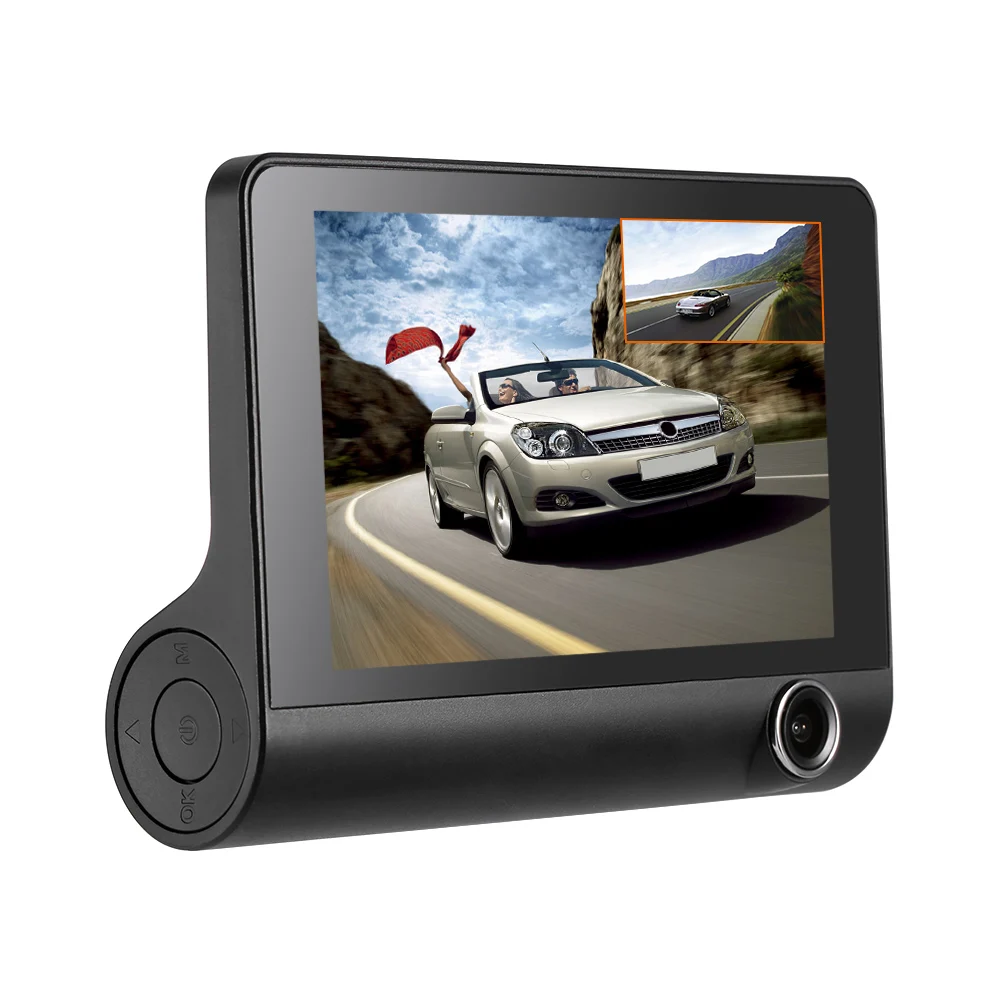 4 &quotHD IPS экран 1080P с тремя объективами Автомобильный видеорегистратор для
