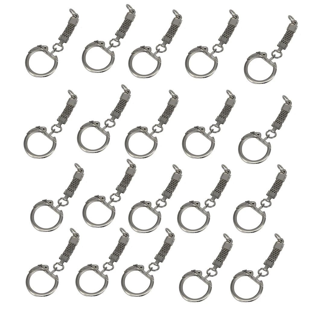 Phenovo Pack of 20 Metal Blank Split Keyrings Keychain Clasp With Chains DIY Crafts Jewelry Findings 