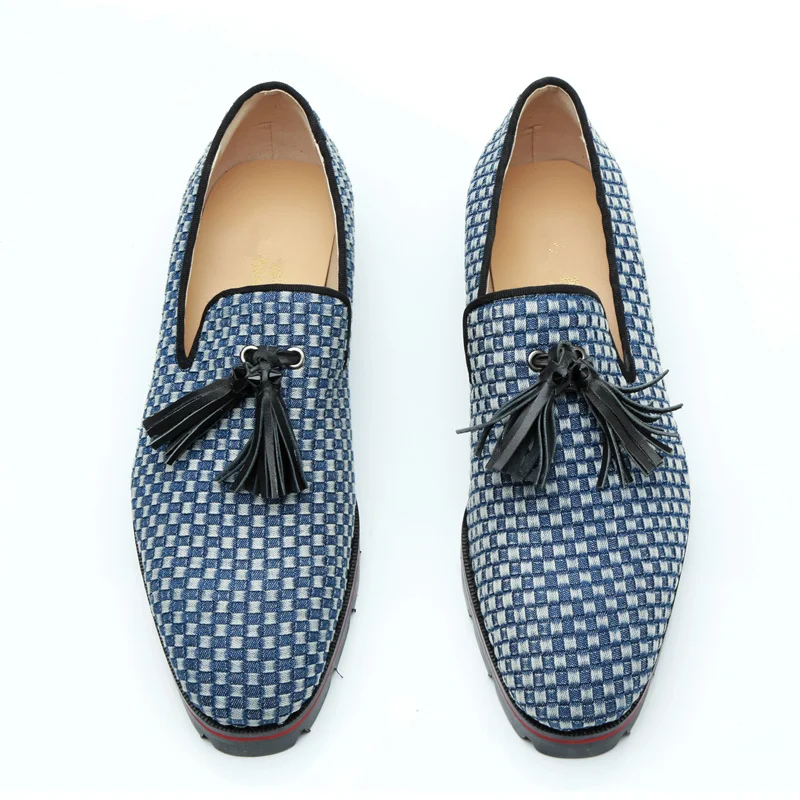 Arrival Sapatos Shoes Tassel Baixo Denim Sola Hot Men As Casual Marca Pic On Borracha De Chic Flats Slip Homens Embellished Topo New Masculinos 6xSPPqw05