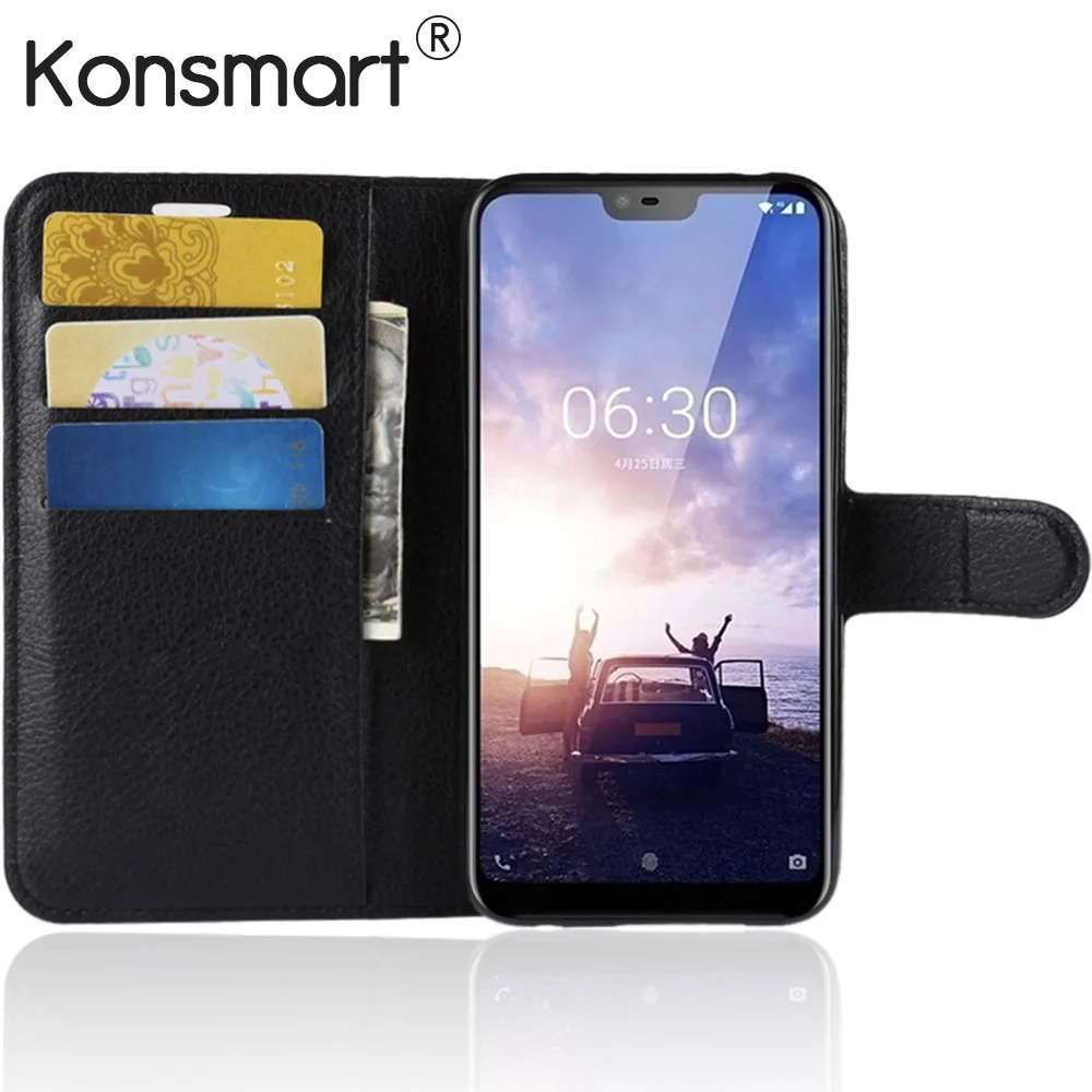 

KONSMART Back Cover For Nokia X6 2018 Wallet Flip PU Leather Book Case For Nokia X6 Phone Cases 4GB 64GB 4GB 32GB 5.8" Fundas