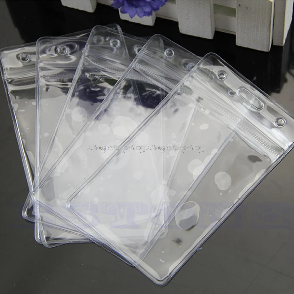 

Convenient Clear PVC Badge Work Exhibition ID Name Waterproof Card Holders 5 Pcs O25 Dropship
