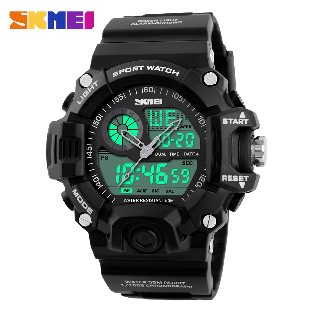 

SKMEI Brand Outdoor Sport Watch Men 50m Waterproof Digital Quartz Dual Time Sports Military Watches Climbing Swim Clock Men male