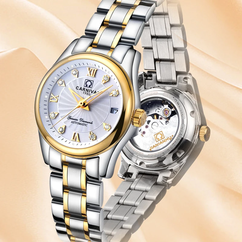 Carnival switzerland sapphire mechanical women watch luxury brand waterproof watches ladies bayan kol saati relogio feminino