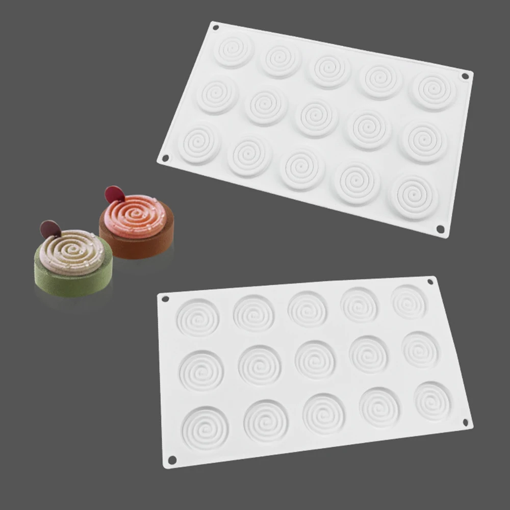 

3D Spiral Shape Silicone Cake Mold 15 Holes Molds Mousse For Chocolate Ice Cream Pastry Bakeware Dessert Bread Kitchen Tool