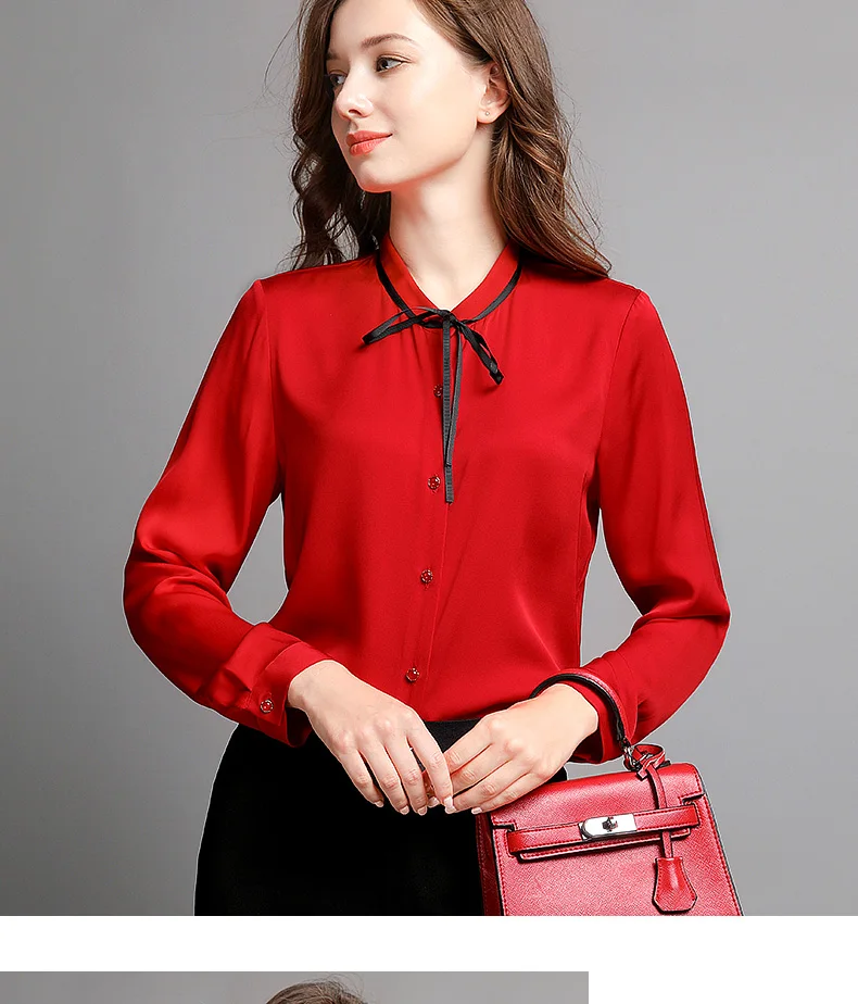 Однотонная женская блузка шелк женские модные блузки плюс размер рубашки с длинными рукавами женские офисные элегантные женские топы YQ152