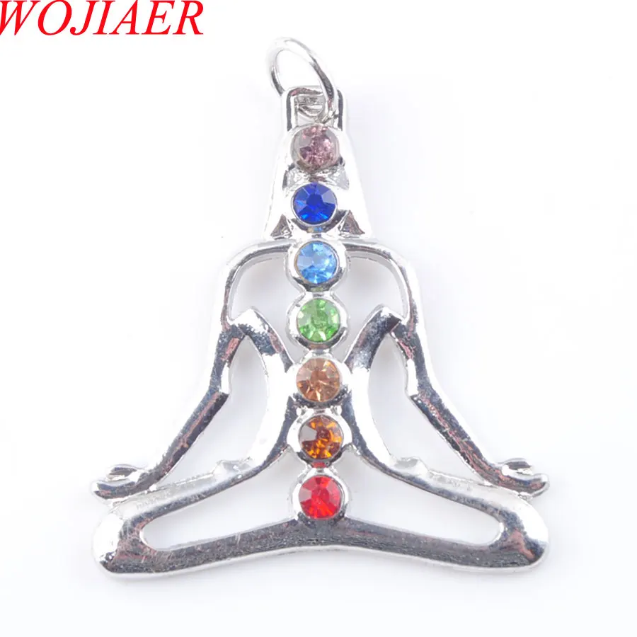 

WOJIAER Natural Gem Healing Reiki Chakra Meditating Figure Choko Pendant Charm Beads PN3275