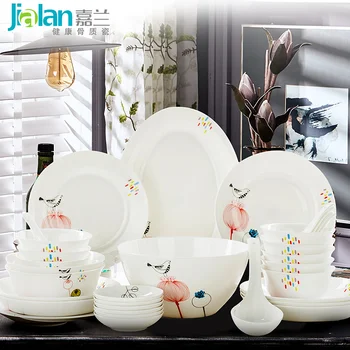 

dishes Tangshan dishes set household special offer bone china tableware bowl plate gift box simple western style suit