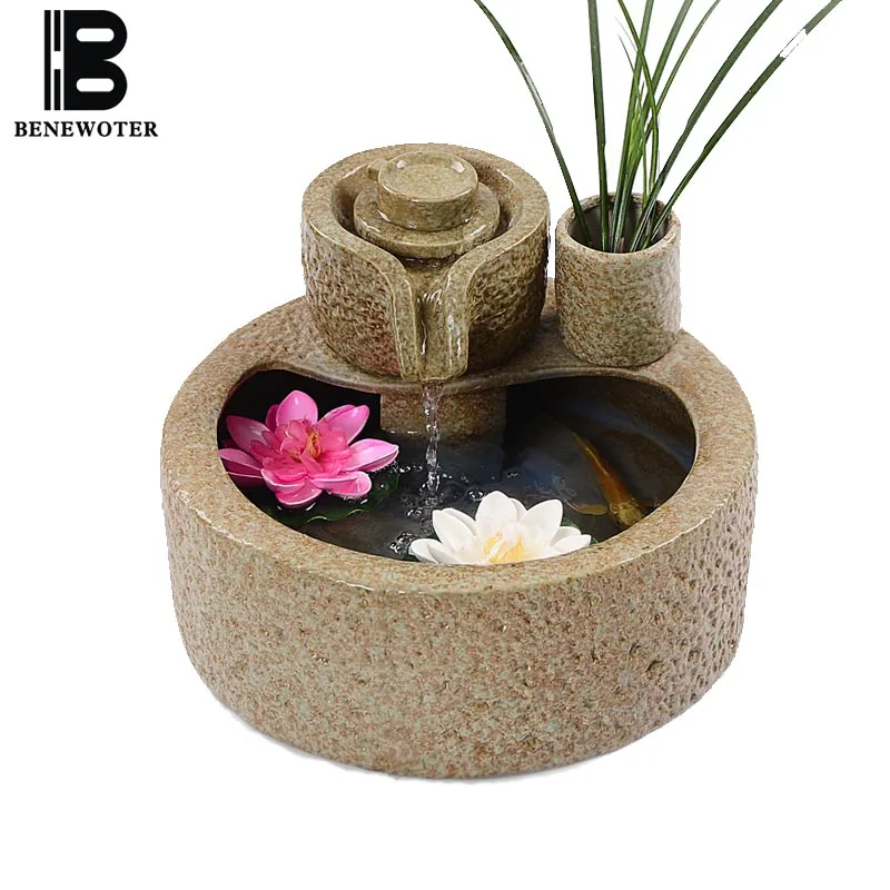 110 220v Ceramic Feng Shui Water Fountain Purifying Air Office