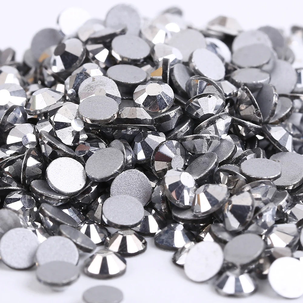 Silver Hematite 3D Nail Art ss3 ss4 ss5 ss6 ss8 ss10 ss16 ss20 ss30 ss34 Glass/Crystal Nails Non HotFix Rhinestones decorations upriver crystal clear ab ss3 ss30 flat back transparent bottom non hotfix rhinestone glass stone for diy nail art decoration