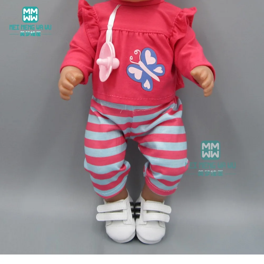 Одежда для малышей, размер 43 см, Аксессуары Для Куклы новорожденных, небесно-голубая футболка, шорты с соской