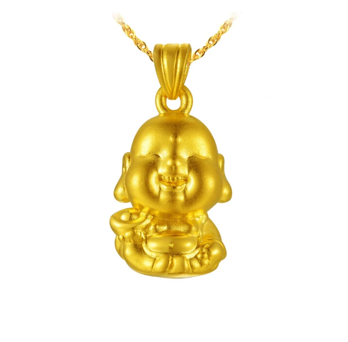 

999 Pure 24K Yellow gold Smiling Buddha Pendant 3.19g