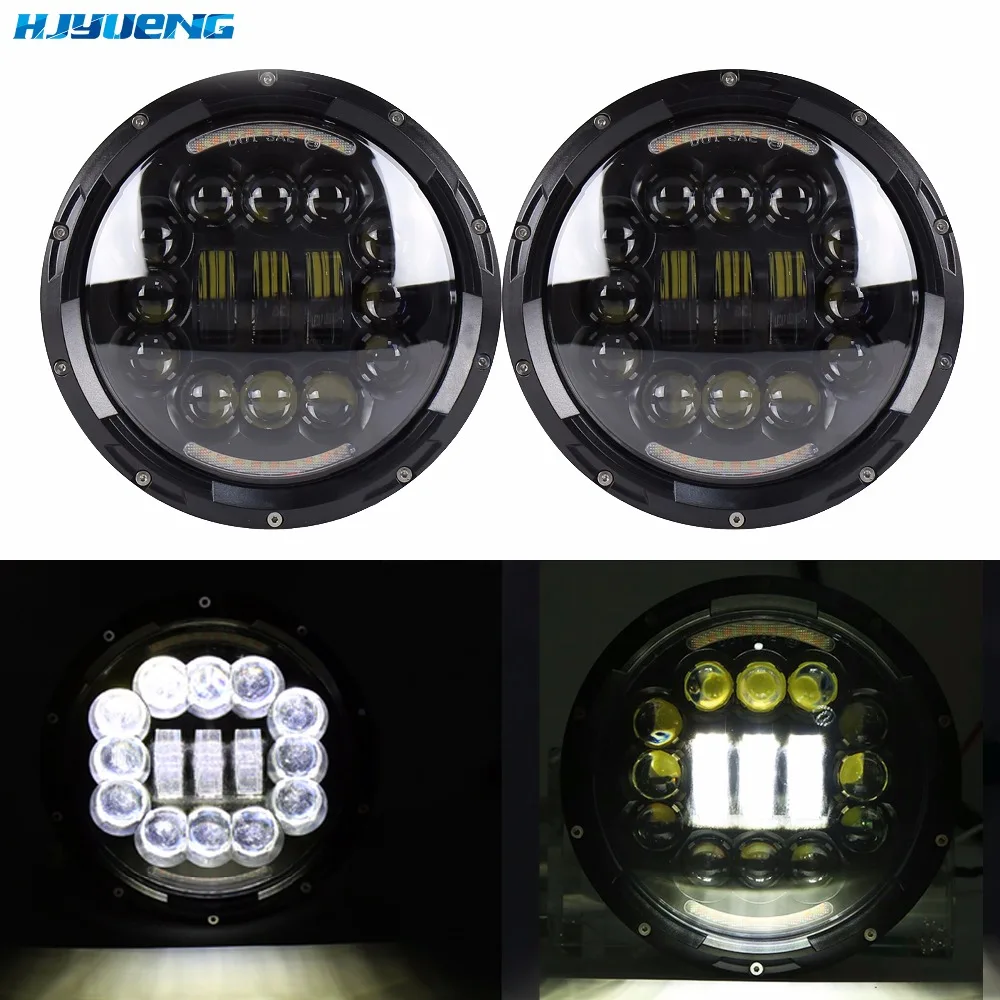

75w 7"Inch Round Projection Led Headlight DRL fit for Jeep Wrangler JK TJ LJ CJ Sahara Hummer Land Rover Defender