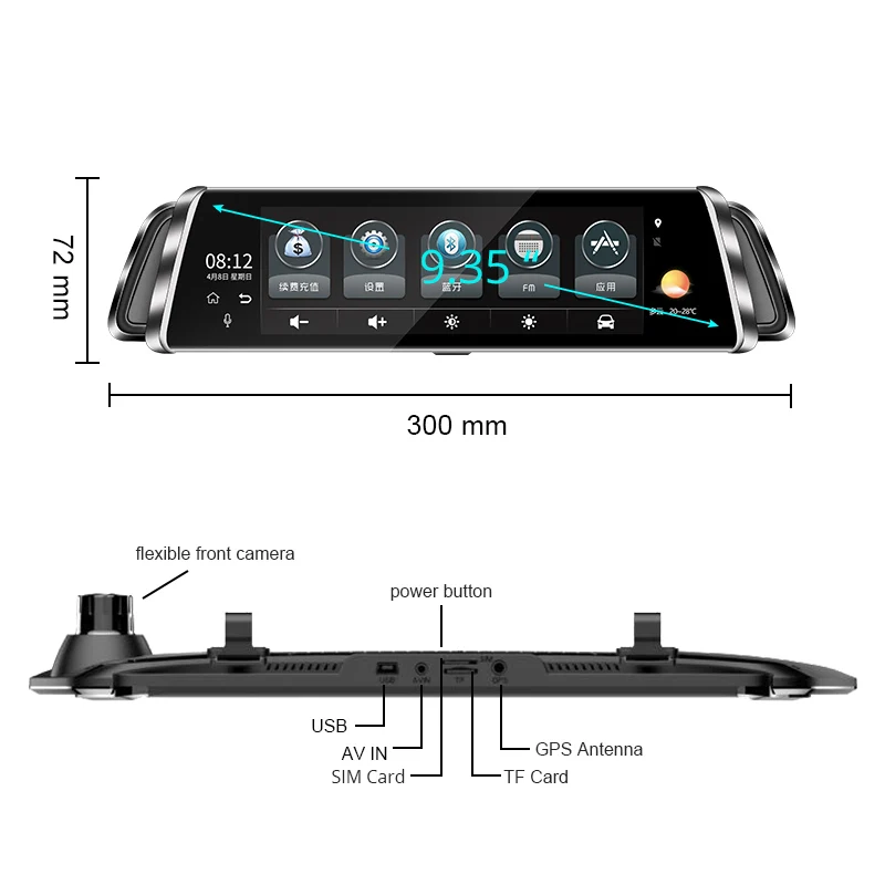 G07 DVR зеркальная Автомобильная камера 1" 4G bluetooth зеркало заднего вида видео регистратор HD1080P gps навигация Android wifi авто видеорегистратор