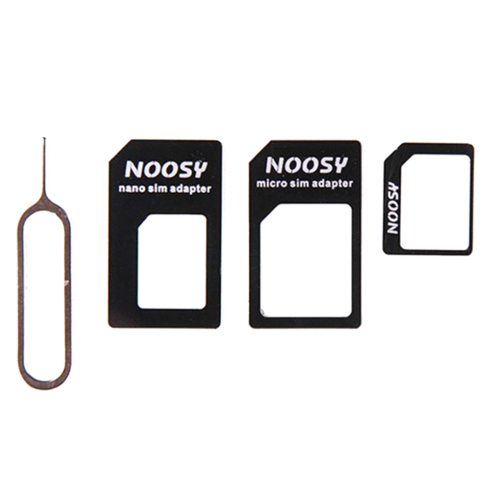 Для iPhone 4/4S для преобразования NANO SIM карты для iPhone 5/5S/5C 4 в 1 для NANO SIM адаптер с разъемом для карты - Цвет: Черный