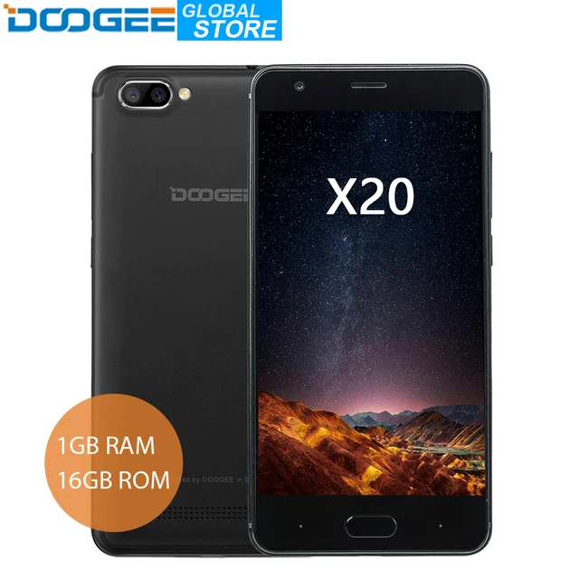 Best Offers Original DOOGEE X20  MTK6580A Quad Core 1GB RAM 16GB ROM 2580mAh Dual Camera 5.0MP+5.0MP Android 7.0  5.0''HD Smartphone WCDMA