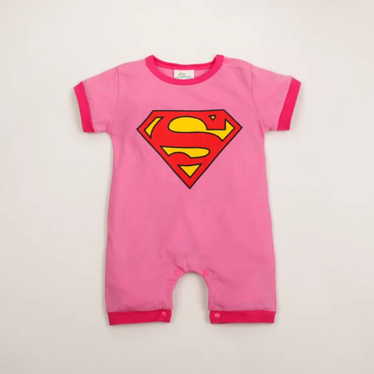 Одежда с суперменом; Комплект для малышей с короткими рукавами; Одежда для мальчиков; платье для девочек; комбинезон на Хэллоуин для новорожденных; комбинезон для младенцев; костюмы - Цвет: Pink Short Sleeved