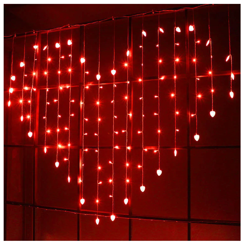 Modos de Iluminação Festa de Casamento Forma de 128 Luzes com 8 Luz para o Quarto Coração-em Janela Cortina Cachoeira Decoração Led 7 Coração em forma de 128 led janela