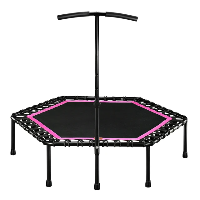48" Silent Mini Trampoline with Adjustable Handle Bar Fitness