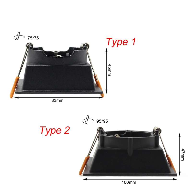 Hinnixy светодиодные встраиваемые потолочные светильники 90-265 V черный потолочный светильник рама GU5.3 GU10 E27 Лампы Сменные 75 мм 90 мм выреза