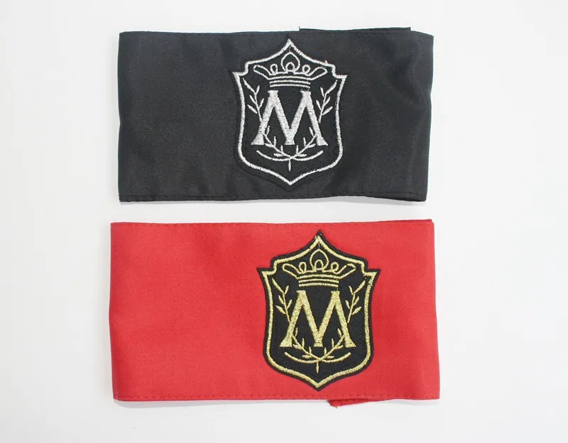 MJ In Memory Of Michael Jackson Classic M Letter Stitchwork MagicTape Red Black Punk Fashion Printing Arm-band Arm Warmers