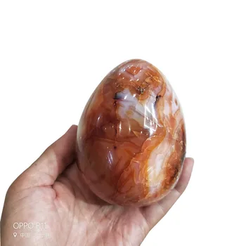 

High quality Natural crystal stone red agate egg with hand engraving crystal stone