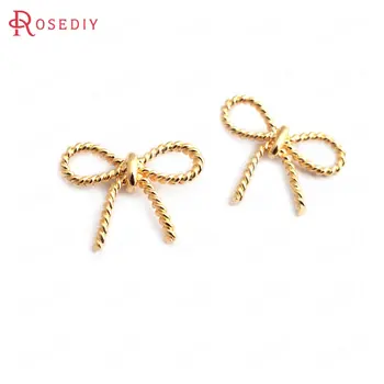 

(34835)10PCS 15x11MM 24K Gold Color Brass Bow-Knot Charms Pendants High Quality Diy Accessories Jewelry Findings